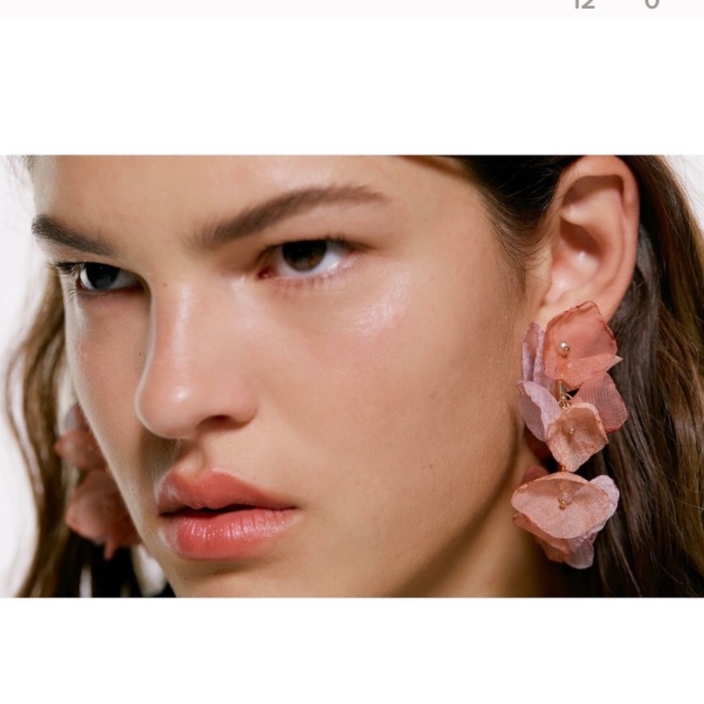 Zara Organza orange pink hoop earrings